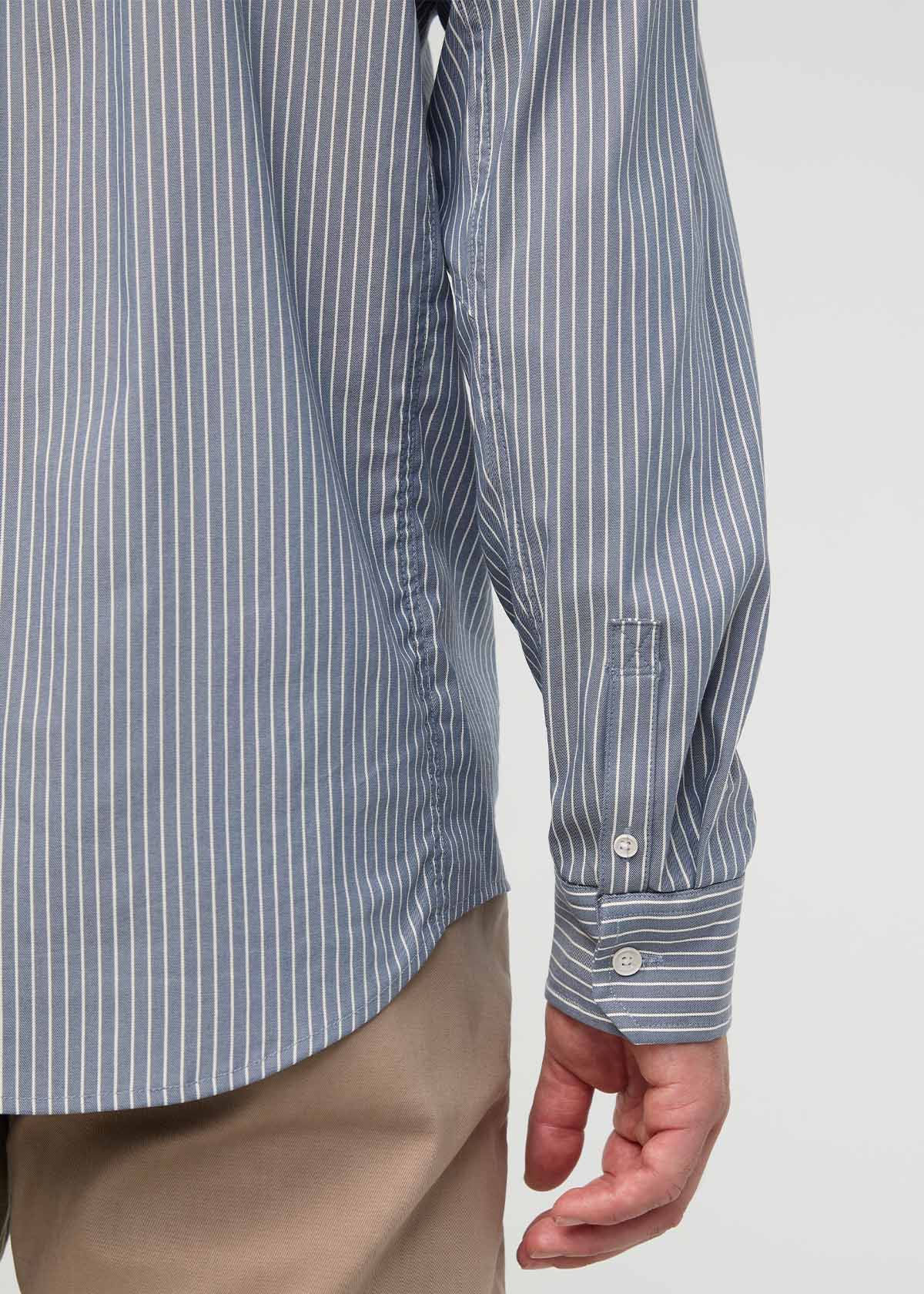 Cloudweight Twill One Pocket Shirt - Slate Blue Fine Stripe - Image 5