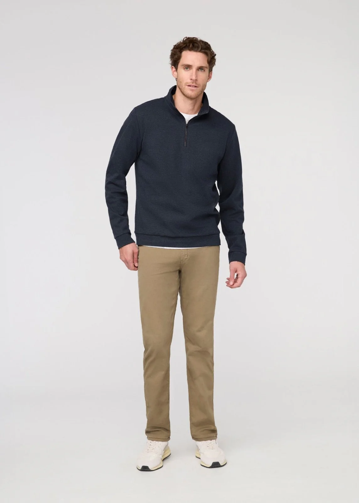 Performance Flannel Quarter Zip - Heather Navy - Image 2