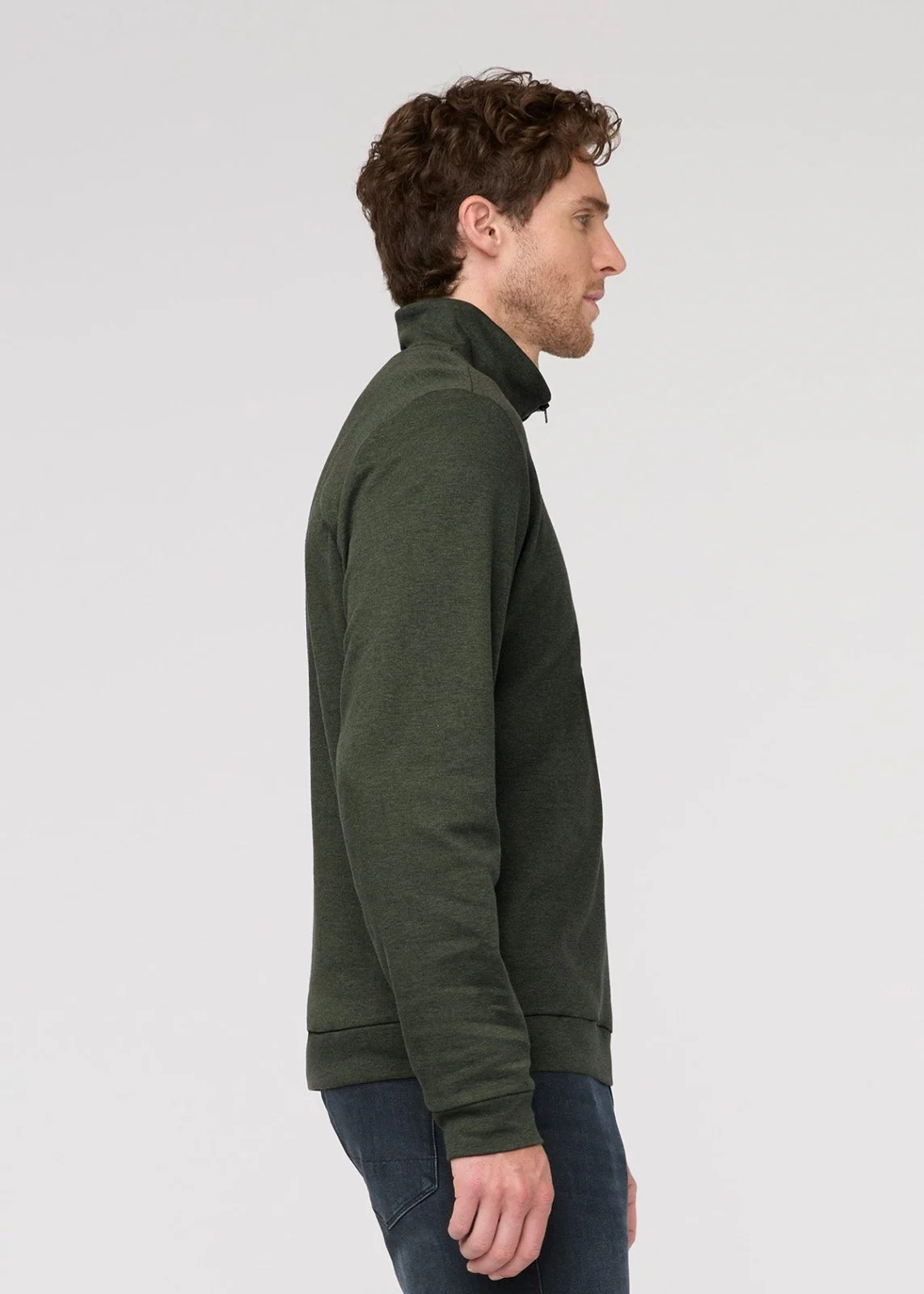Performance Flannel Quarter Zip - Heather Peat - Image 3