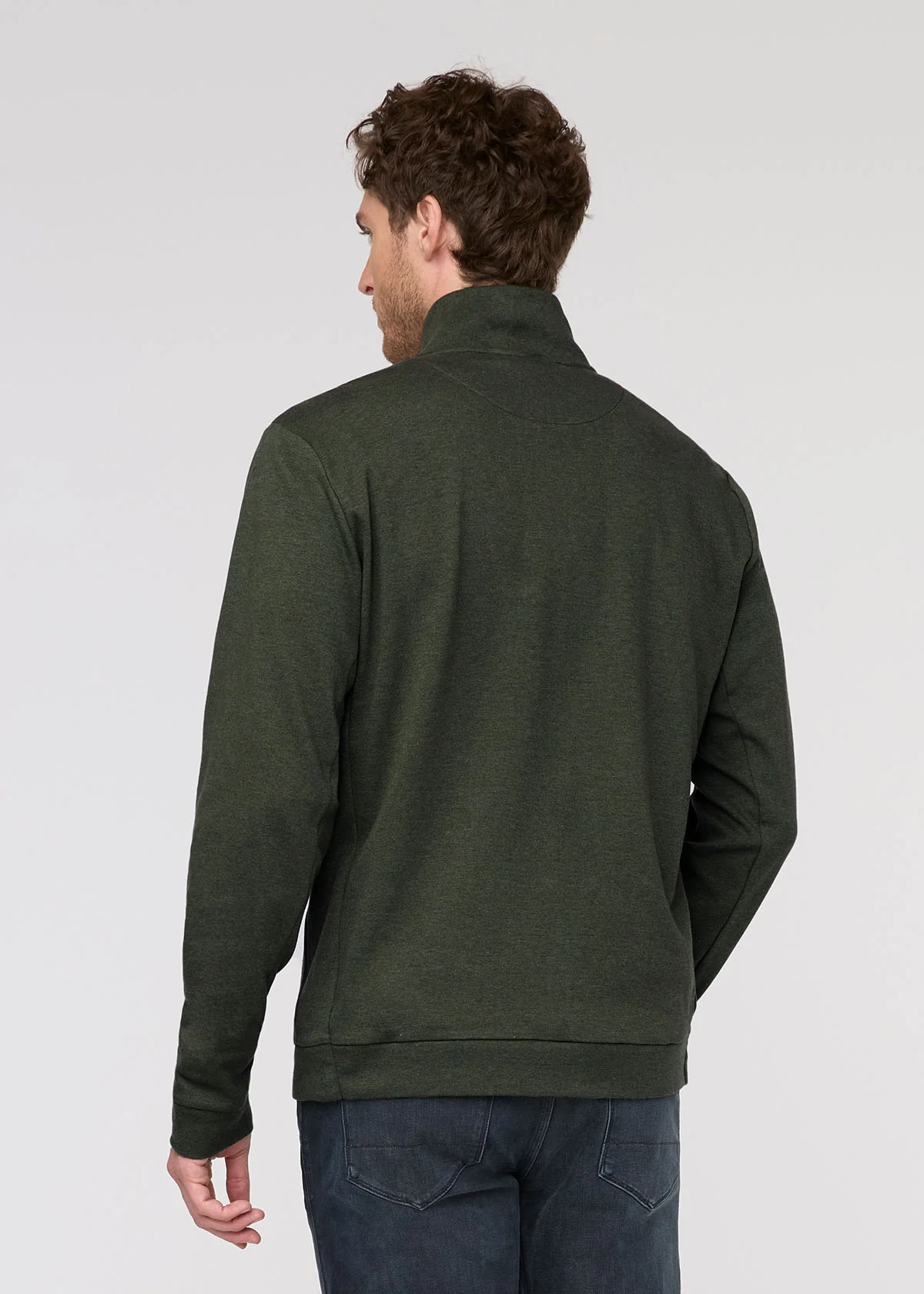 Performance Flannel Quarter Zip - Heather Peat - Image 4