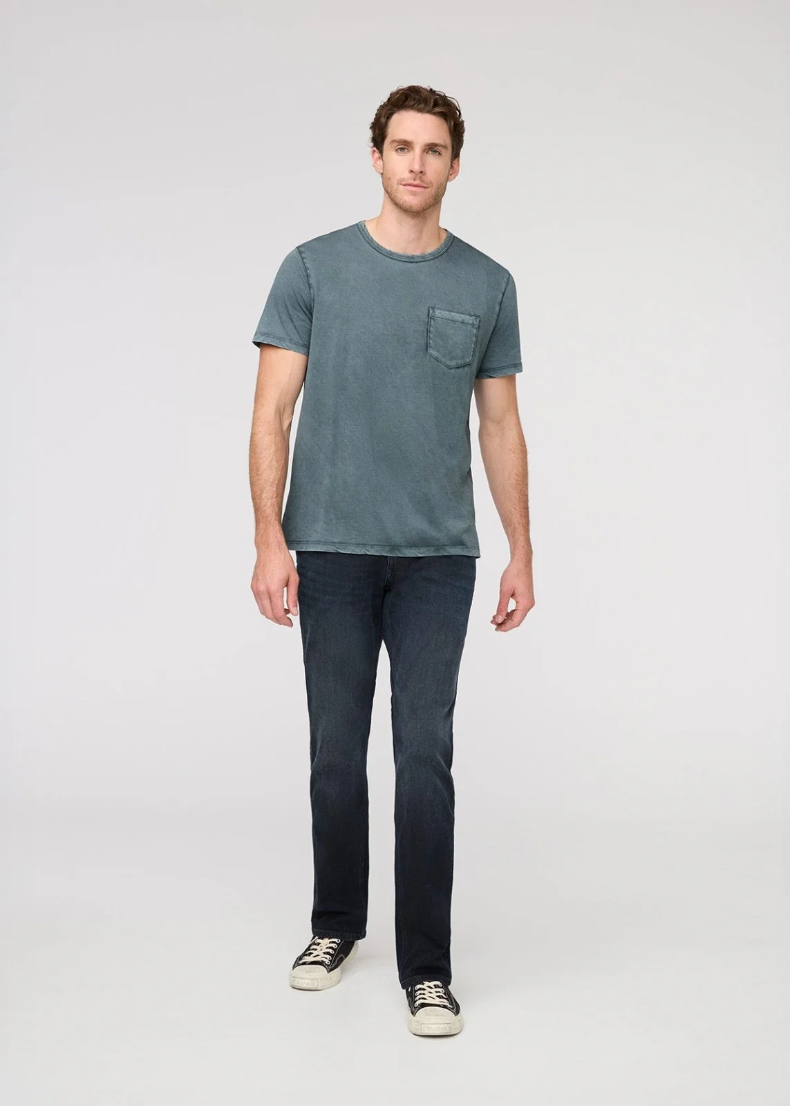 PurePima Vintage Pocket Tee - Washed Blue Spruce - Image 2