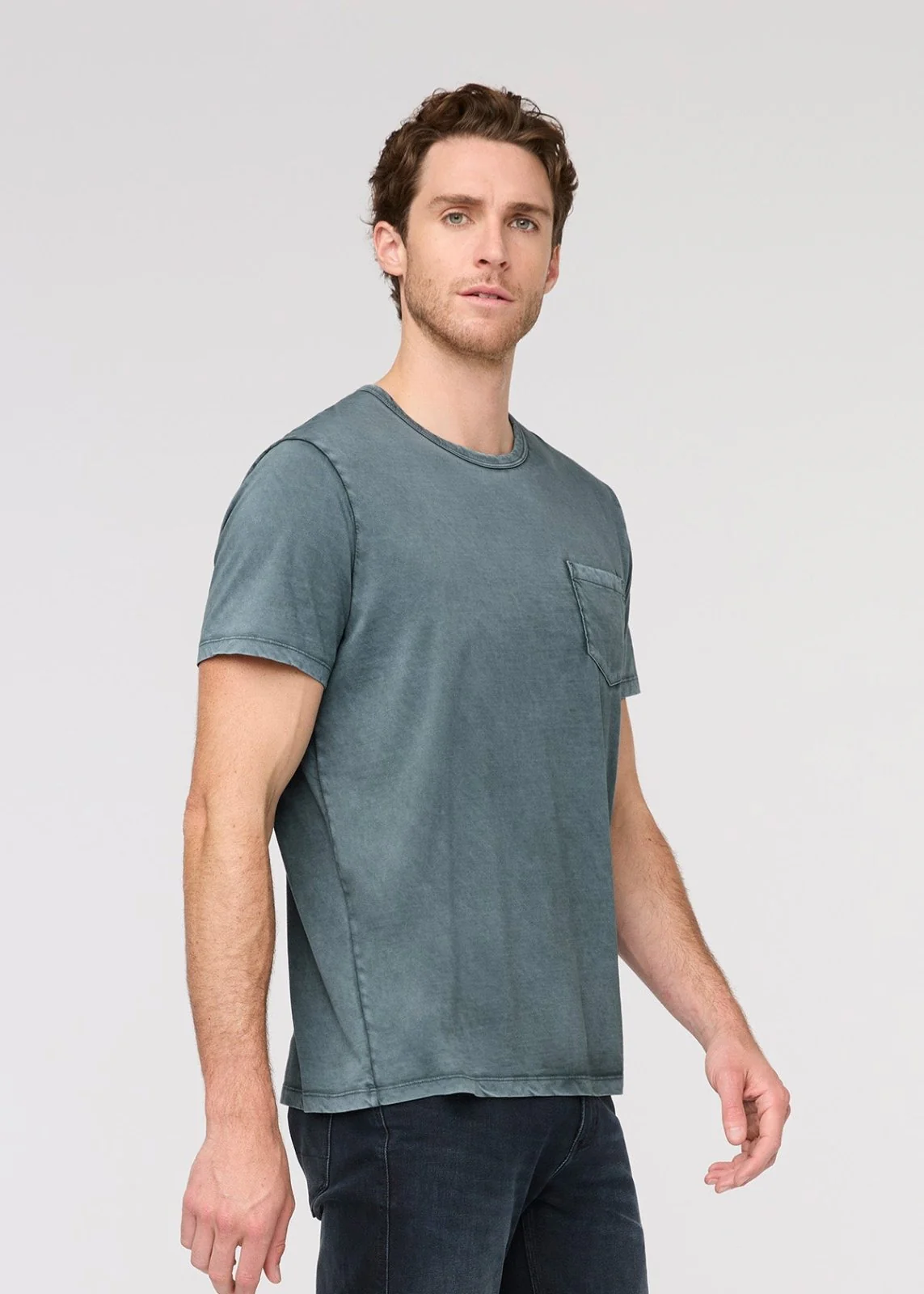 PurePima Vintage Pocket Tee - Washed Blue Spruce - Image 3