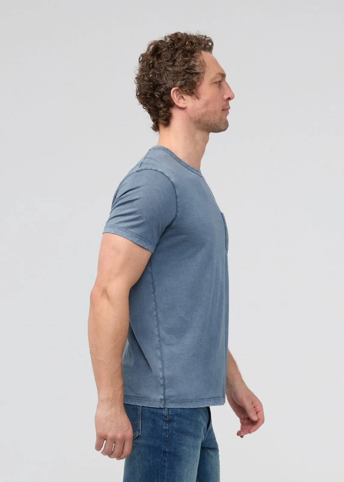PurePima Vintage Pocket Tee - Washed Stone Blue - Image 3