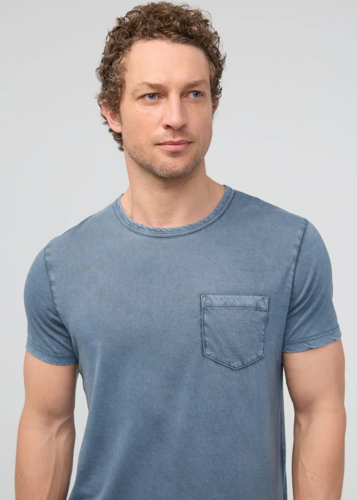PurePima Vintage Pocket Tee - Washed Stone Blue - Image 5