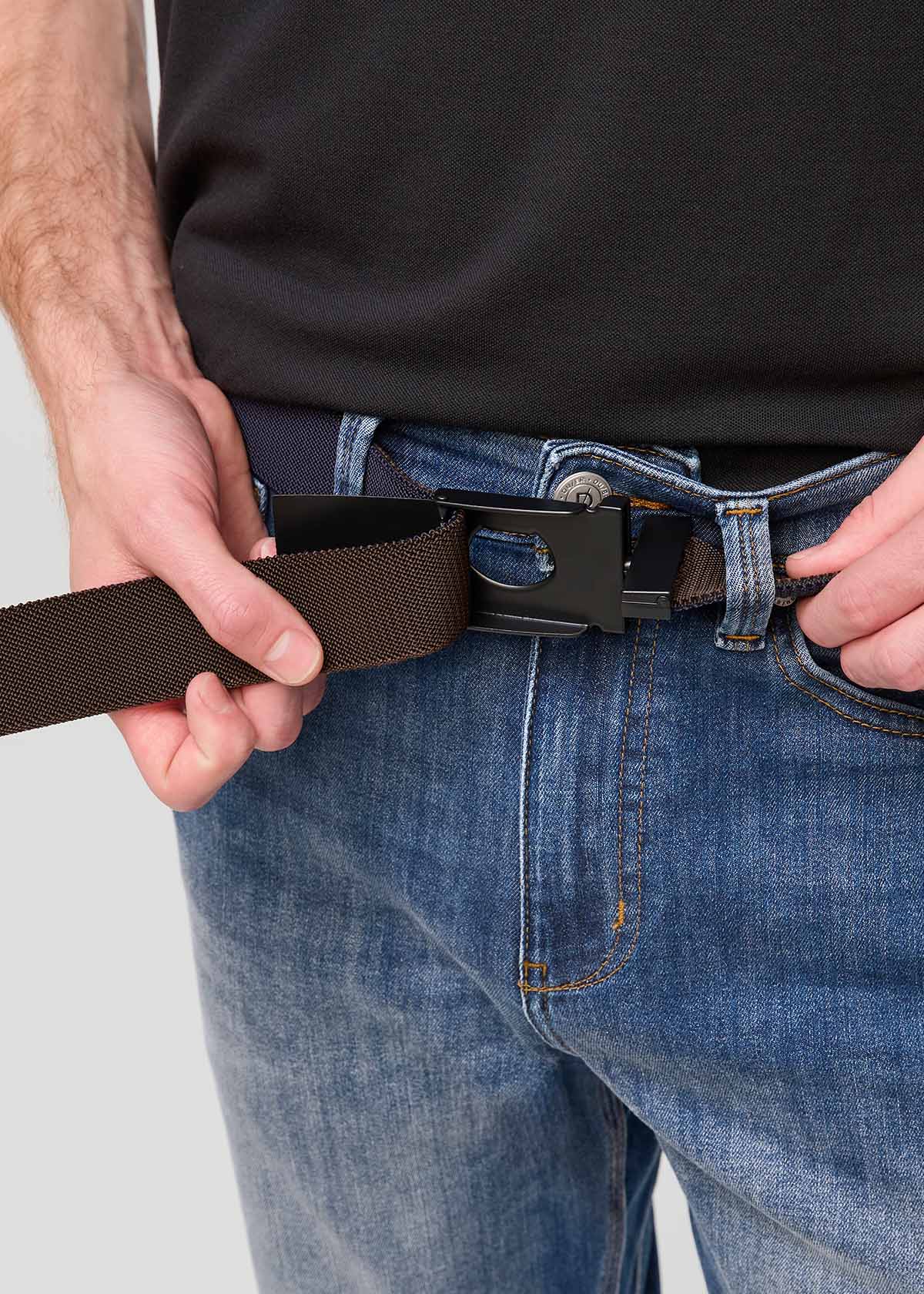 Reversible Stretch Belt - Navy/Brown - Image 2