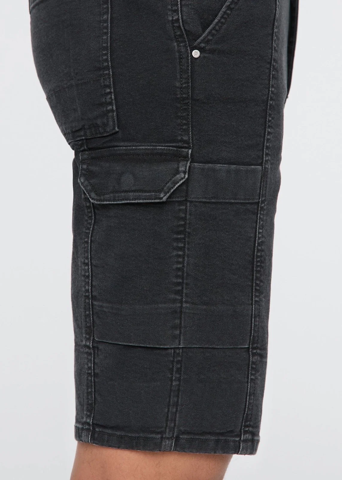 Stretch Canvas Cargo Short - Black - Image 6