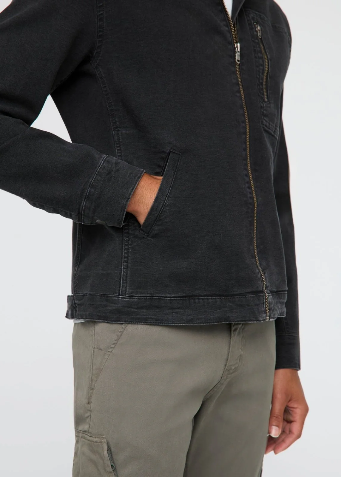 Stretch Canvas Utility Jacket - Black - Image 5