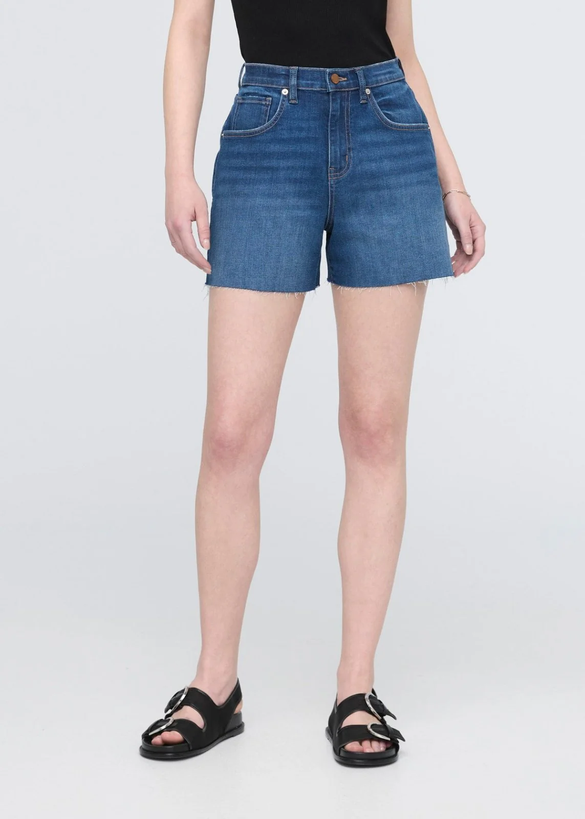 Performance Denim+ High Rise Relaxed Short - Medium Indigo - Image 2