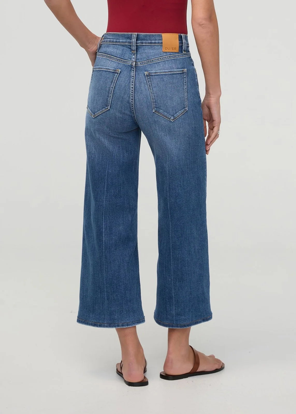 Performance Denim+ High Rise Wide Leg Crop - Swell - Image 4