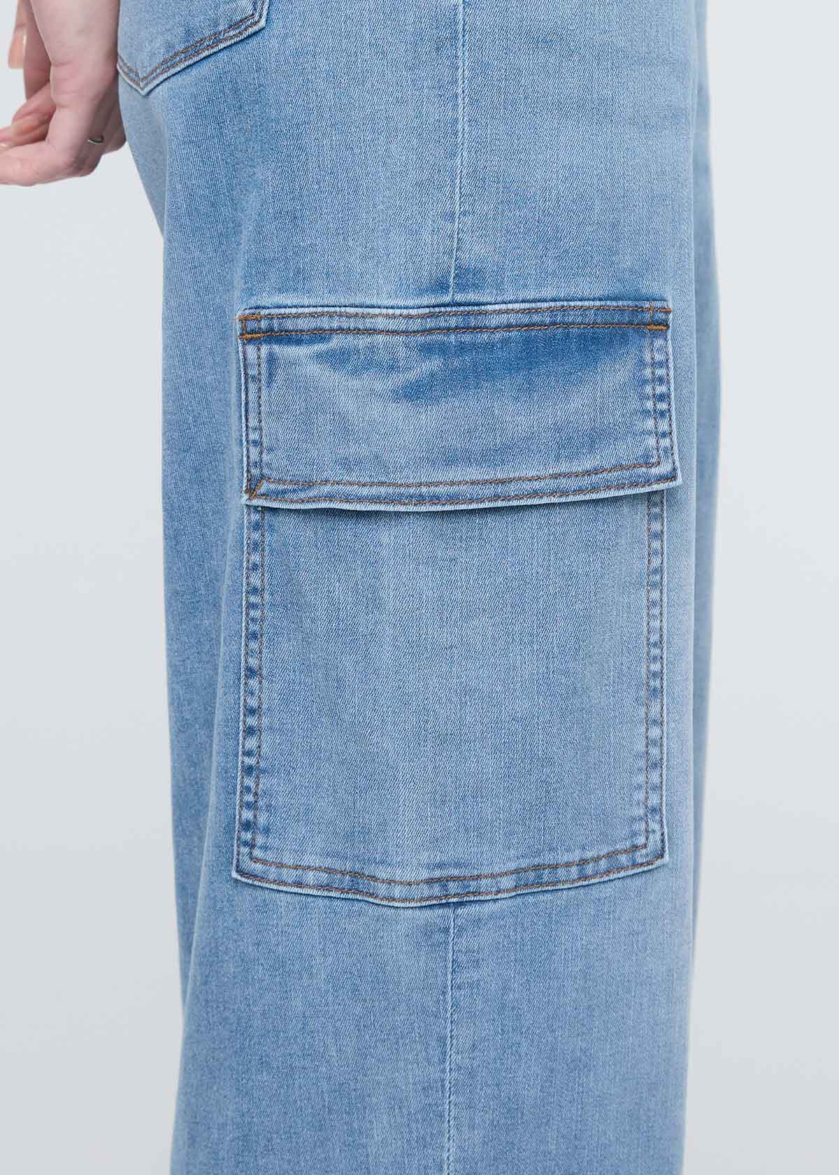 Performance Denim Lite High Rise Cargo - Pacific - Image 6