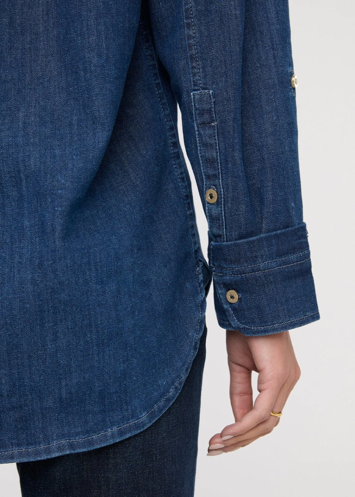 Performance Denim Lite Relaxed Button Down - Medium Stone - Image 5