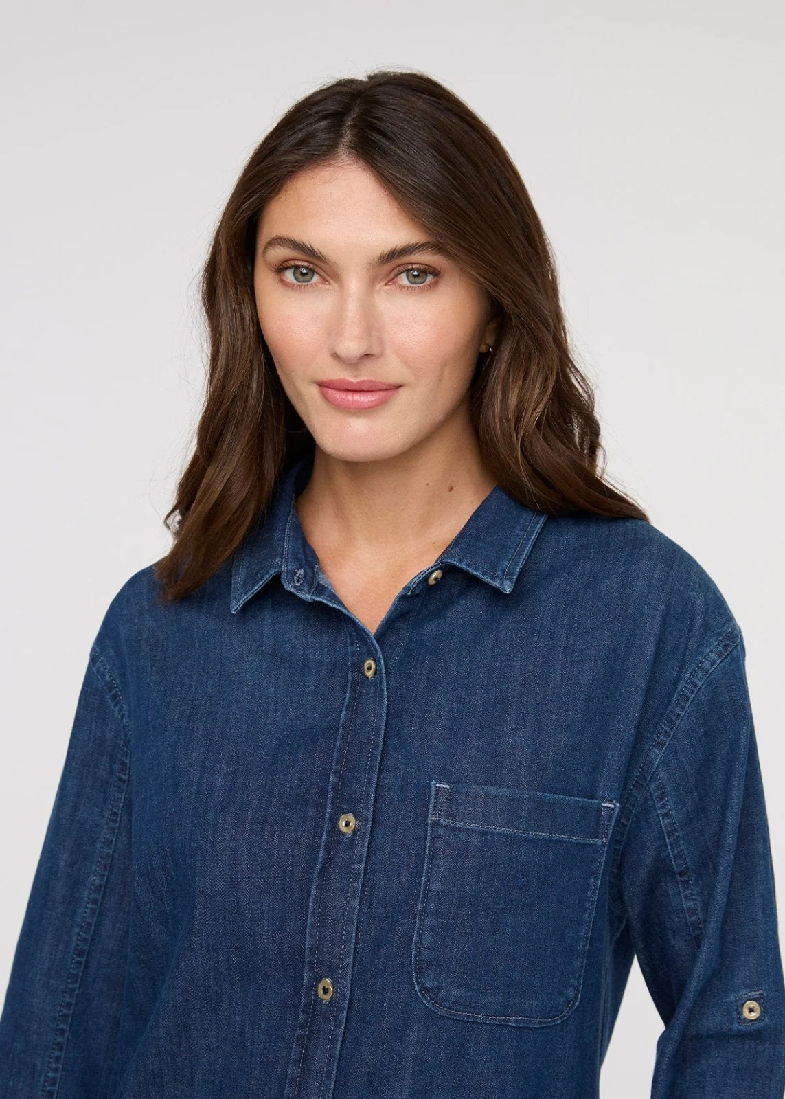 Performance Denim Lite Relaxed Button Down - Medium Stone - Image 8