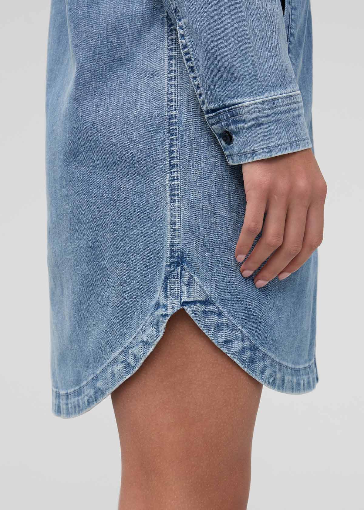Performance Denim Lite Shirt Dress - Washed Indigo - Image 7