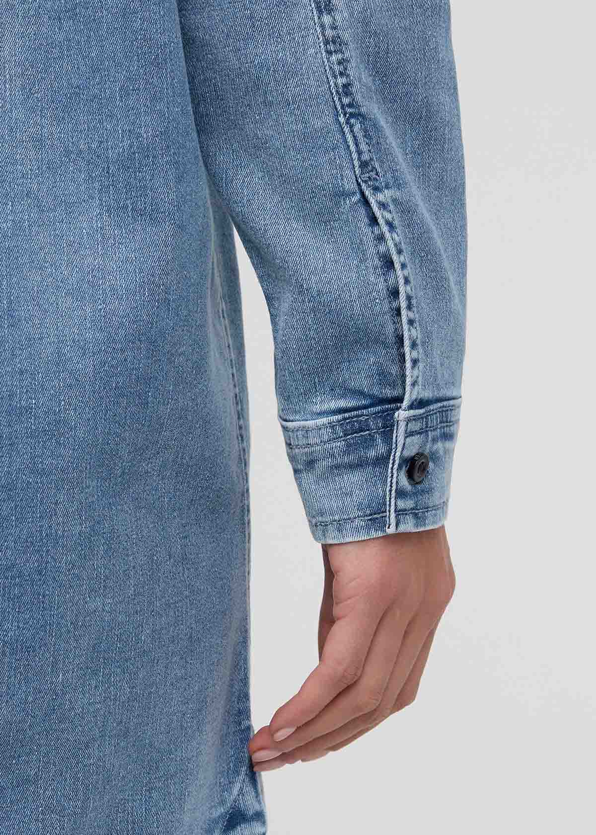 Performance Denim Lite Shirt Dress - Washed Indigo - Image 8