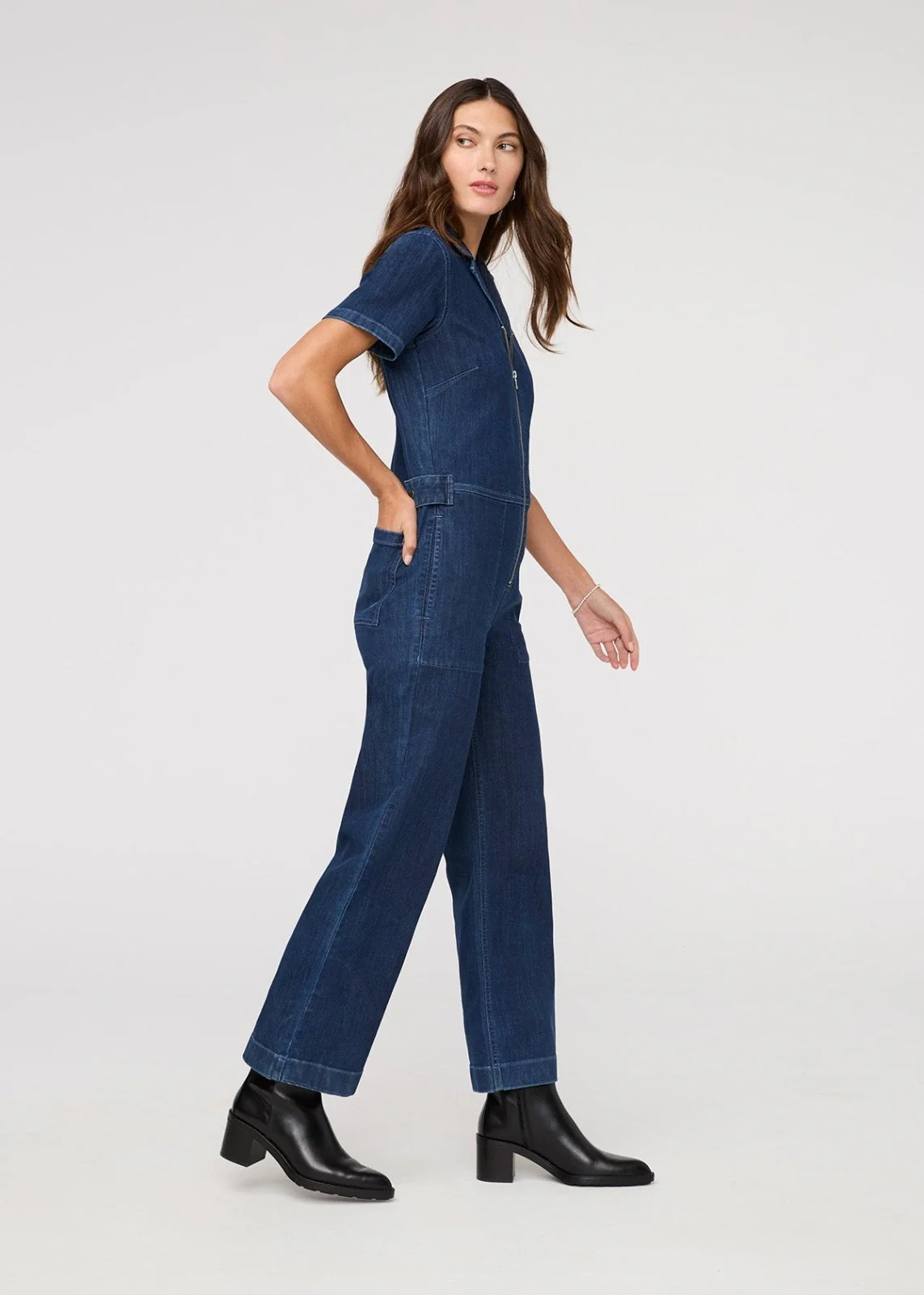 Performance Denim Short Sleeve Jumpsuit - Image 2