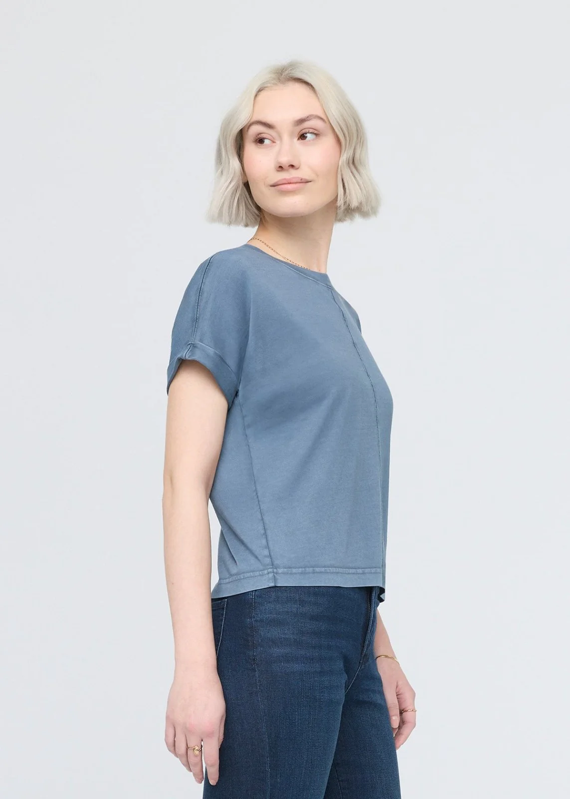 PurePima Dolman Tee - Washed Stone Blue - Image 2