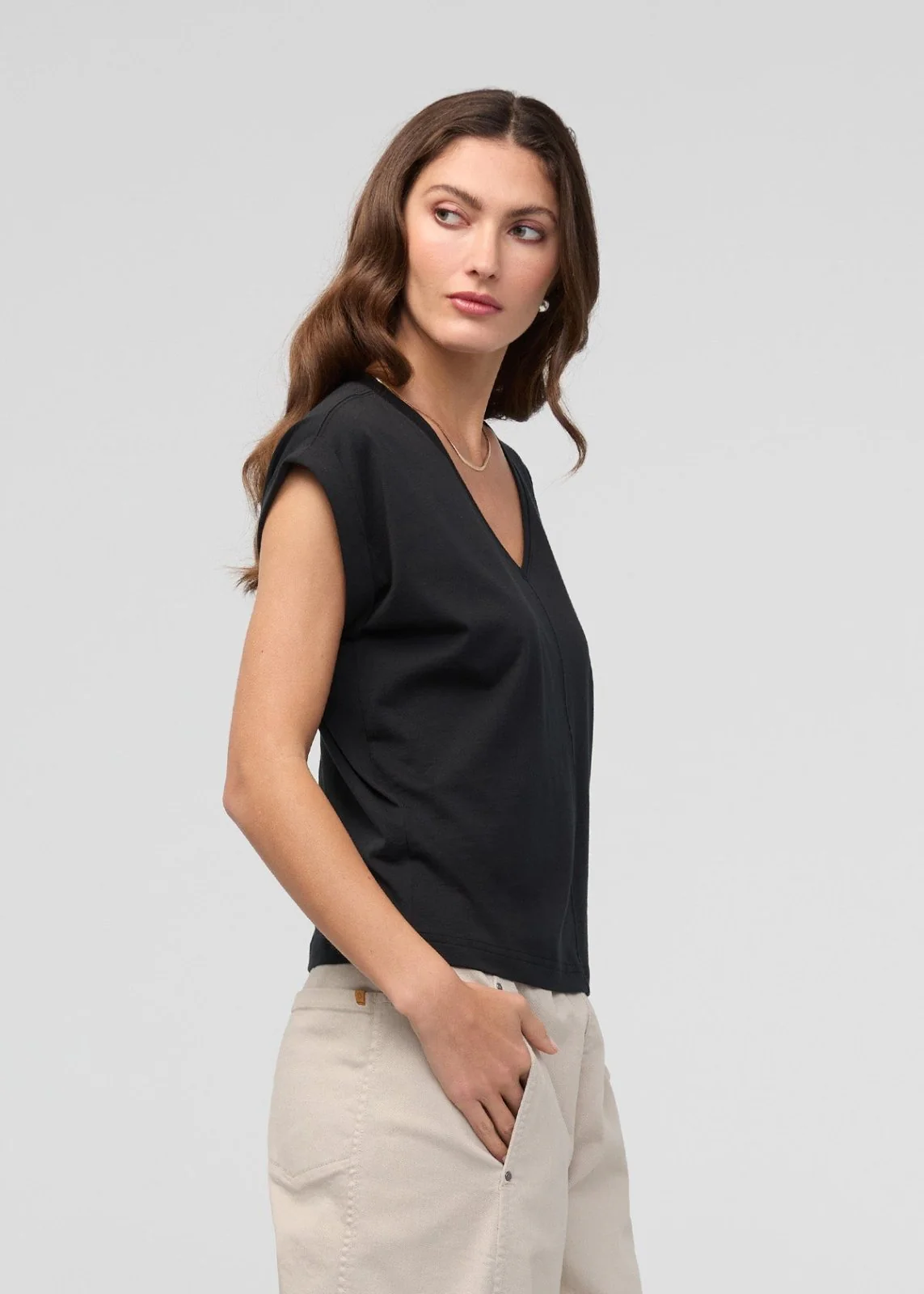PurePima Dolman V-Neck - Black - Image 3
