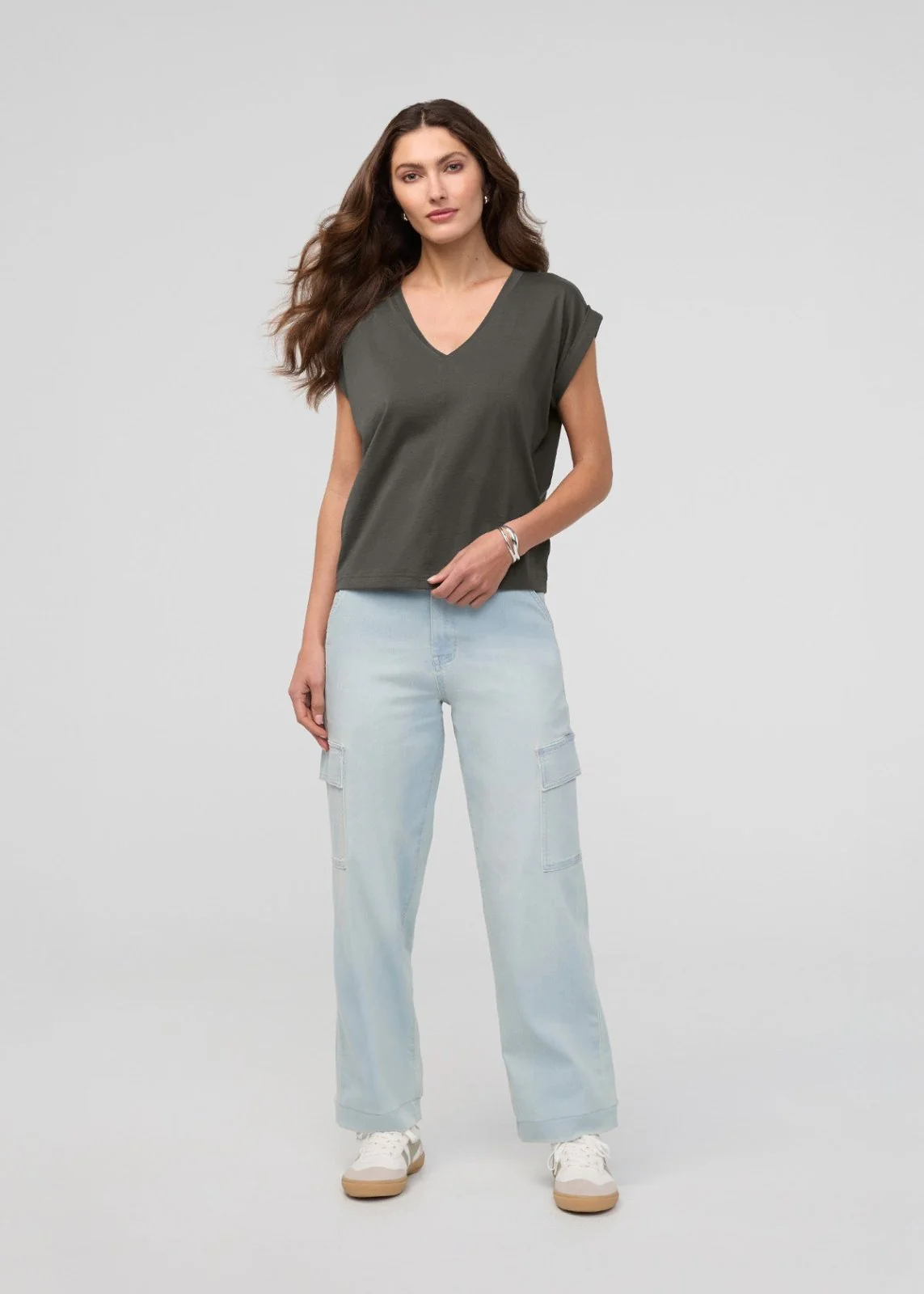 PurePima Dolman V-Neck - Evergreen - Image 2