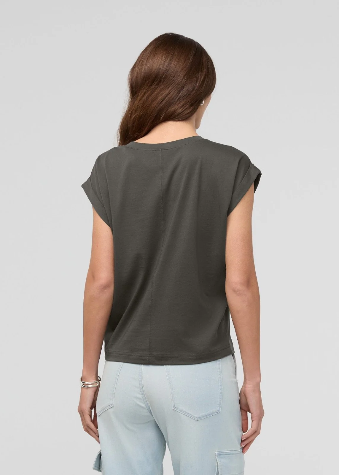 PurePima Dolman V-Neck - Evergreen - Image 4