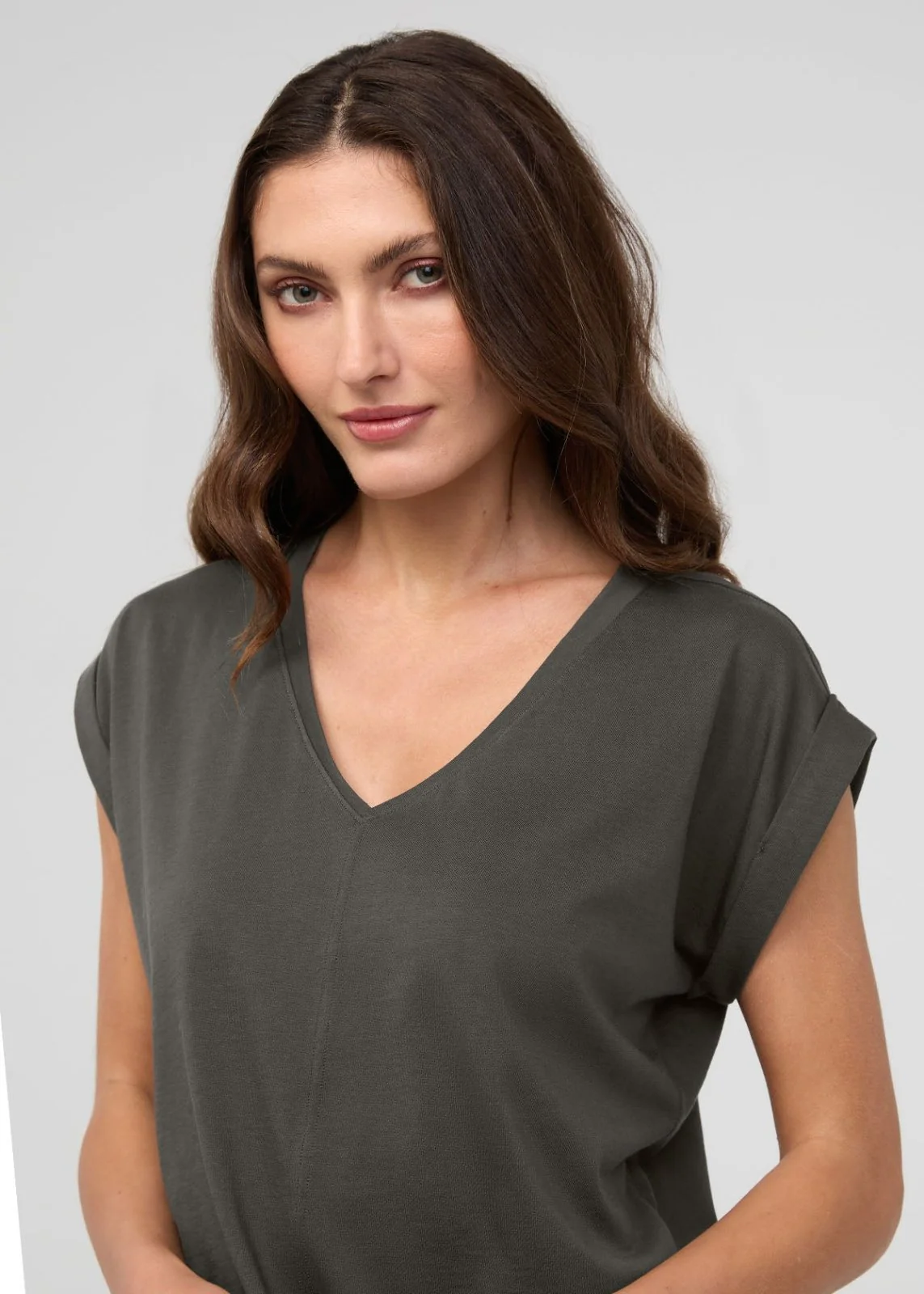 PurePima Dolman V-Neck - Evergreen - Image 6