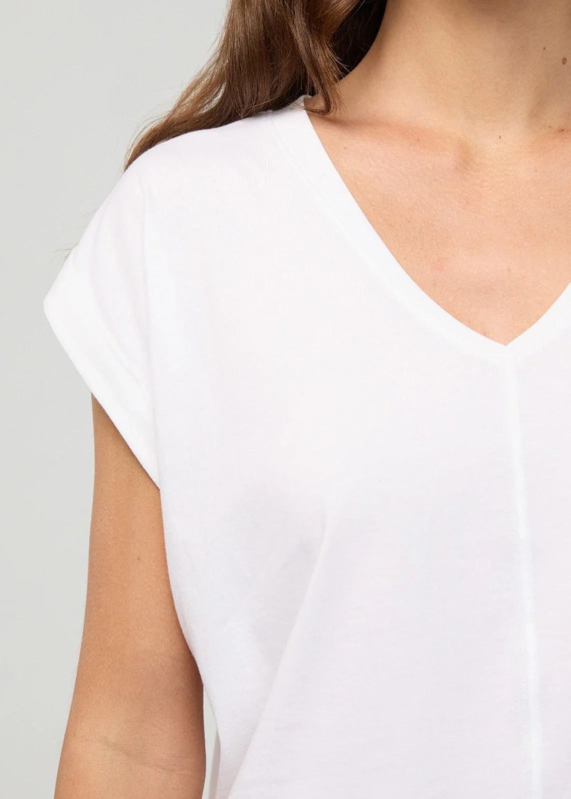 PurePima Dolman V-Neck - White - Image 5