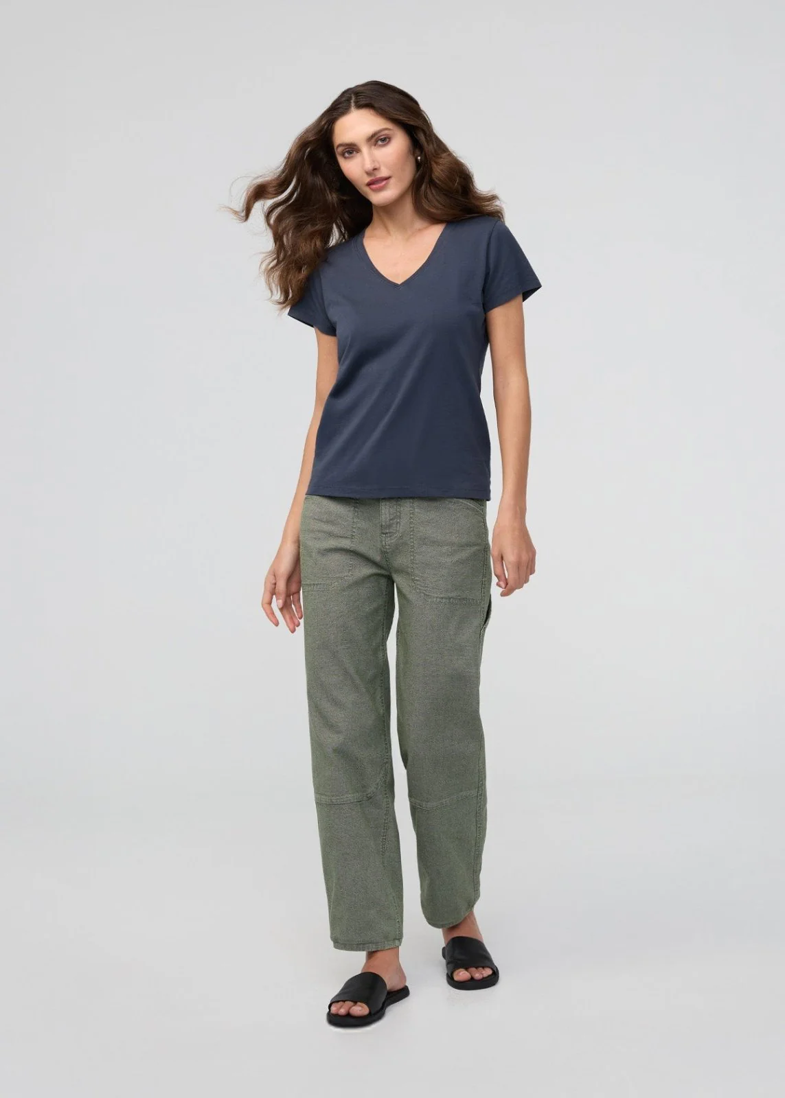 PurePima Slim V-Neck - Navy - Image 2