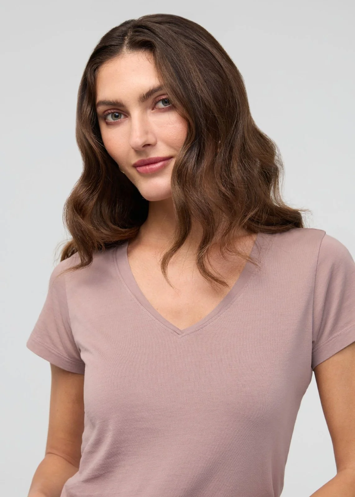 PurePima Slim V-Neck - Hazy Mauve - Image 6