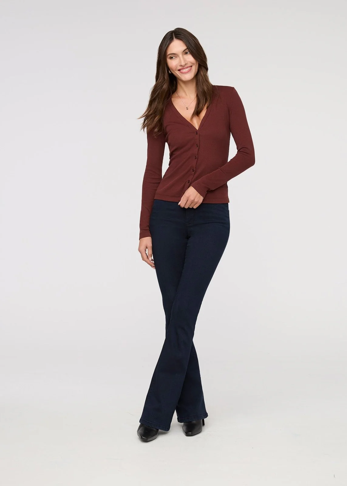 Ribbed Pima Fitted Button Down - Rich Maroon - Image 2