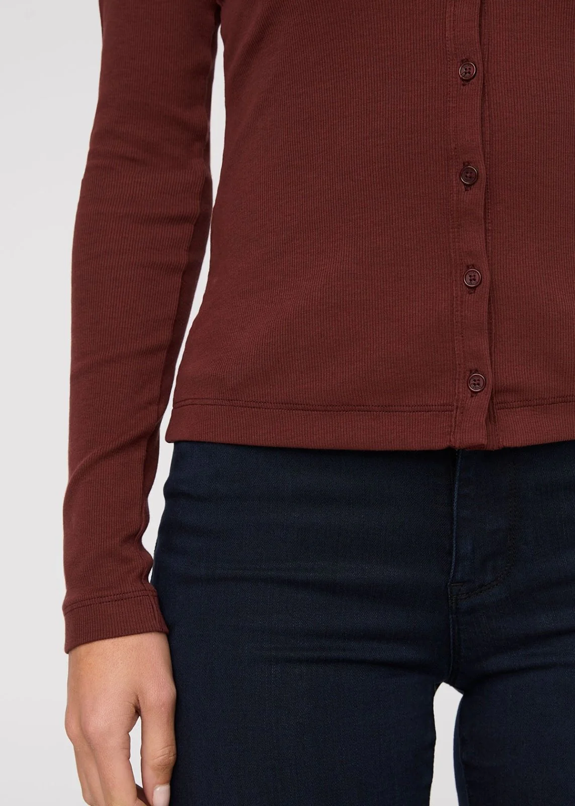 Ribbed Pima Fitted Button Down - Rich Maroon - Image 5
